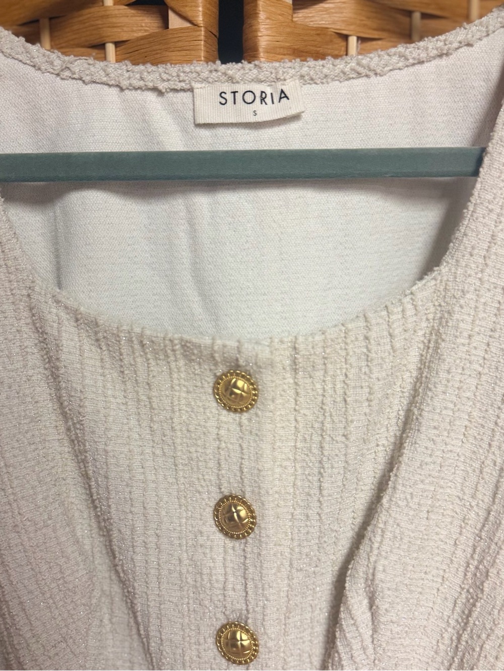 Storia Ivory Textured Knit Jumpsuit with Gold Buttons - Picture 4 of 6